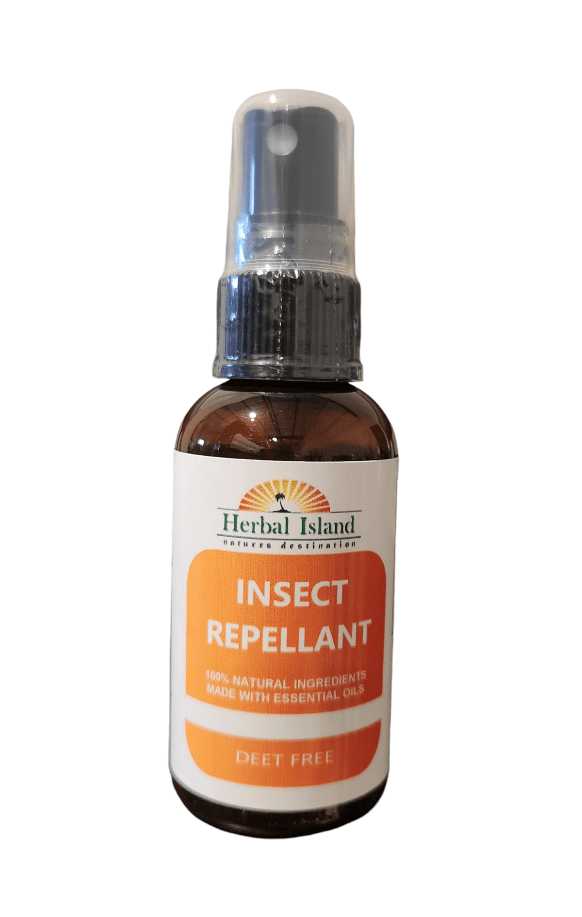 Herbal Island all-natural insect repellent spray bottle with essential oils, DEET-free mosquito and bug repellent liquid.