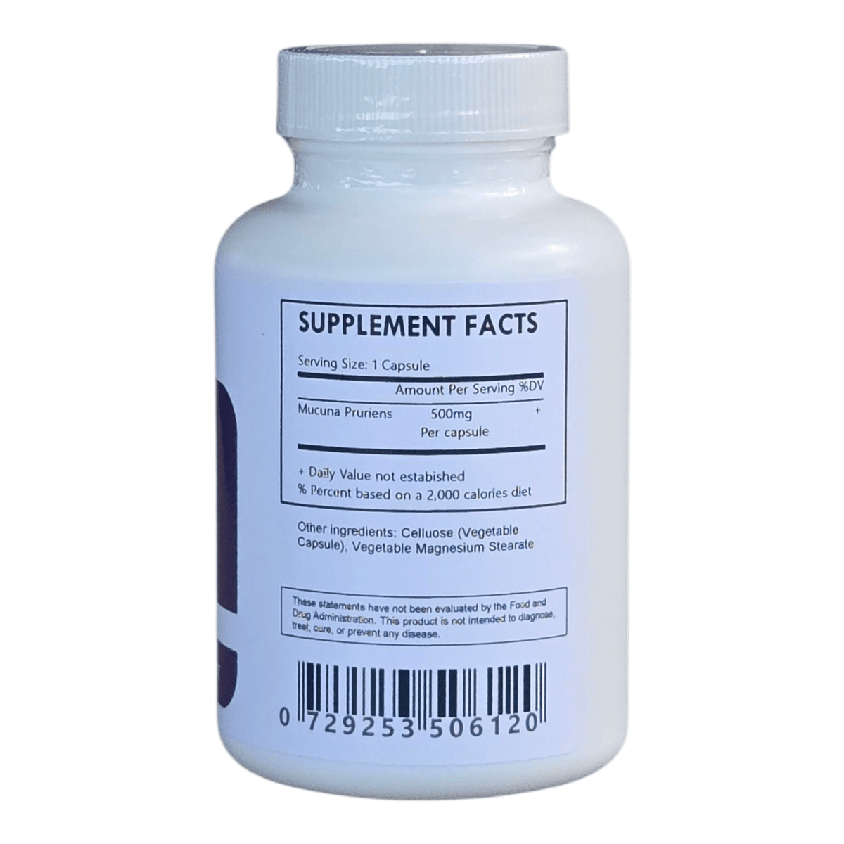 Herbal Island Mucuna Pruriens extract capsules with 20% L-Dopa, featuring velvet bean in clear capsule form.