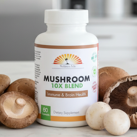 Mushroom 10X Blend Formula - 60 Capsules - Herbal Island