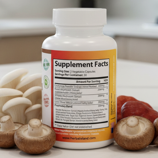 Mushroom 10X Blend Formula - 60 Capsules - Herbal Island