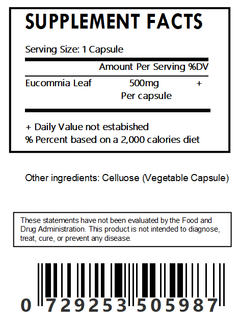 Eucommia Leaf Capsules (500mg Each) - Bulk - Herbal Island
