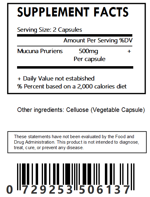 Mucuna Pruriens Capsules - Organic - Herbal Island