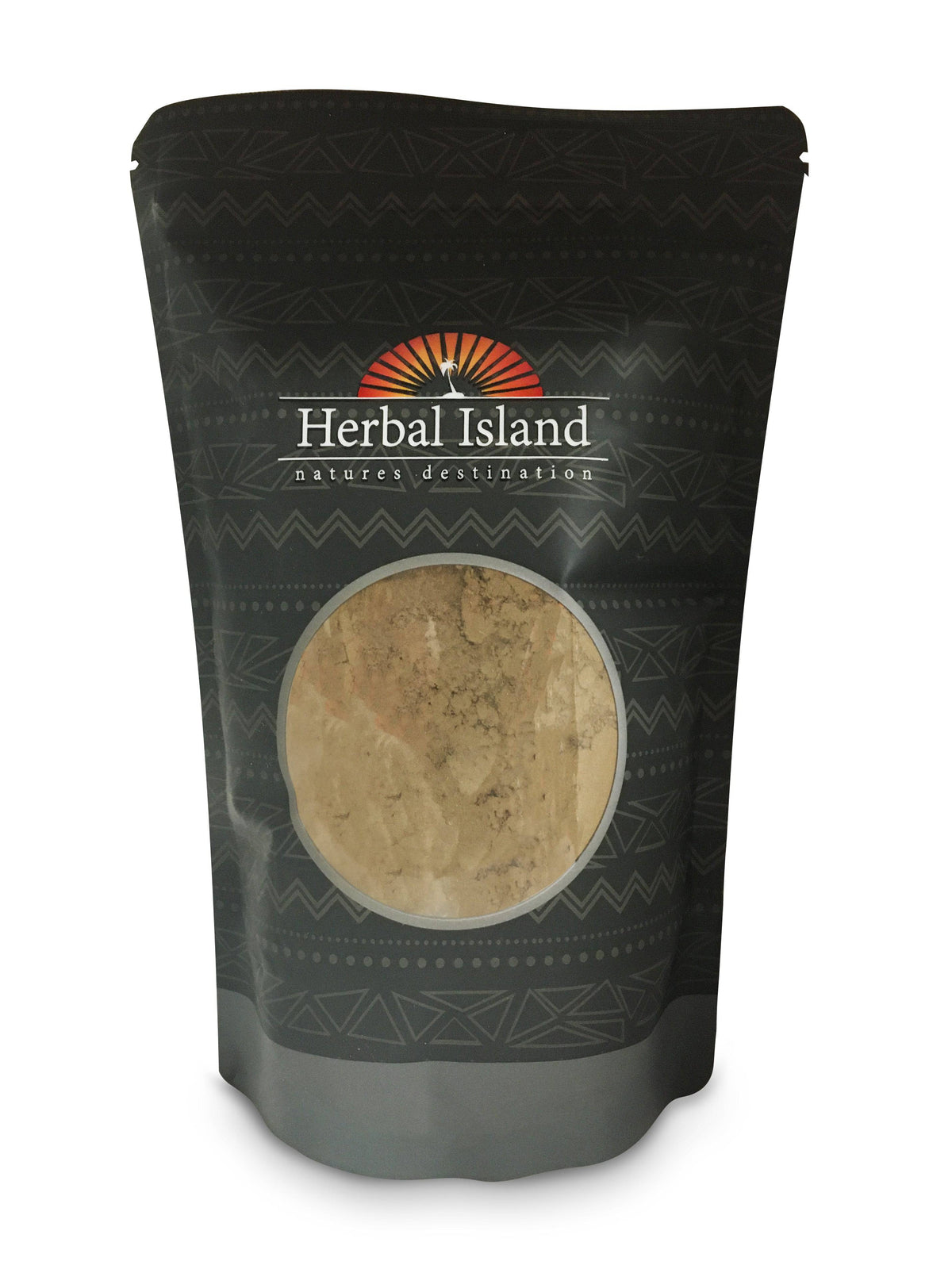 Herbal Island Dandelion Root Powder in a jar, showing the finely ground herbal supplement for wellness and detox.