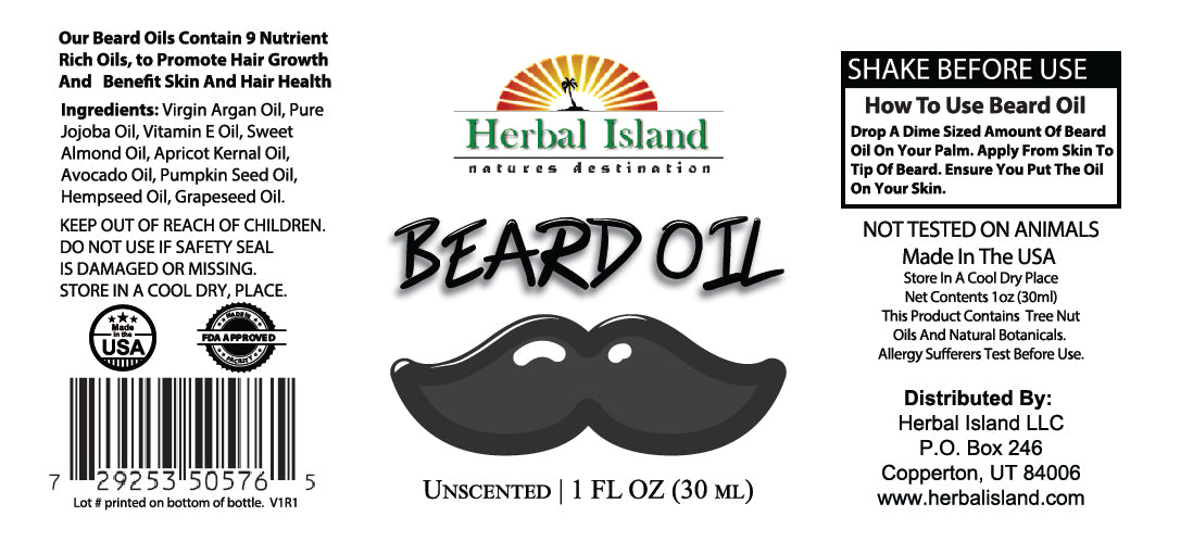 BEARD OIL BLEND - NATURAL UNSCENTED - Herbal Island