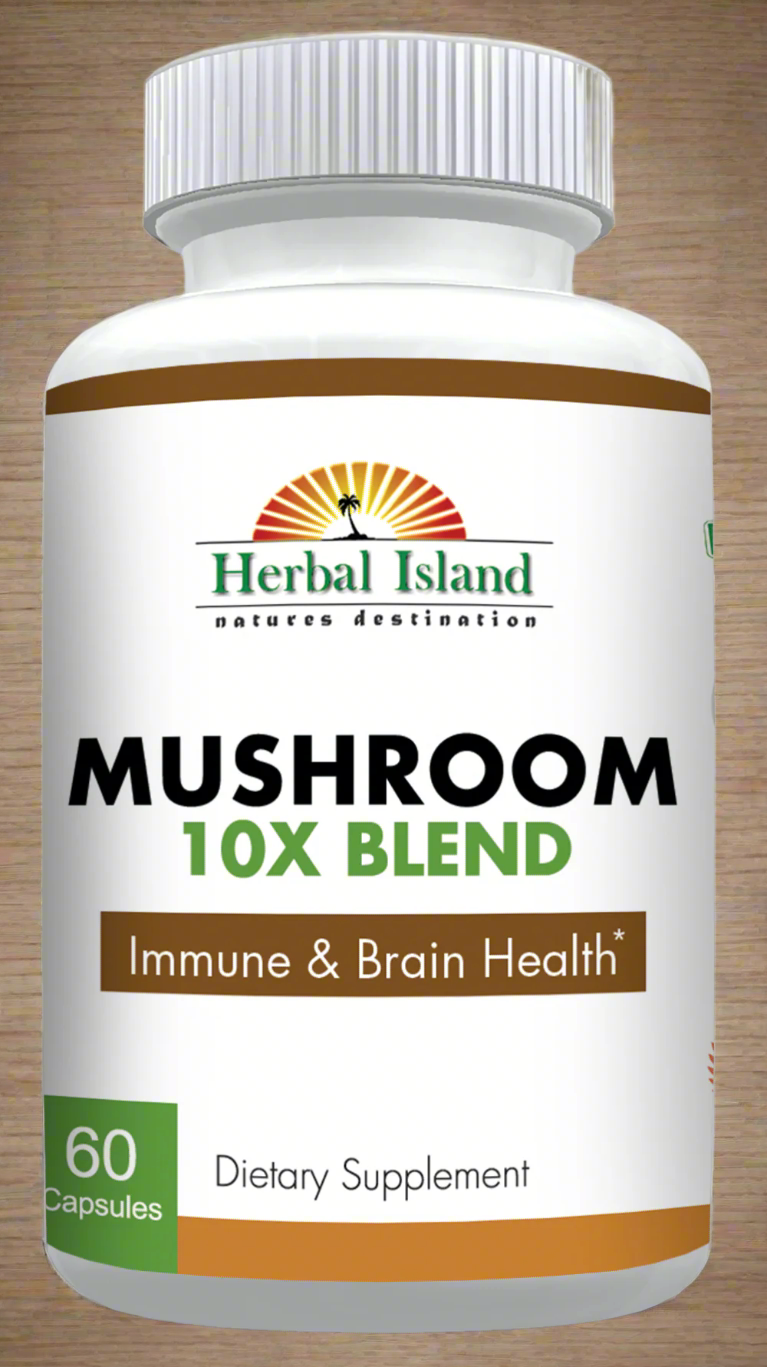 Mushroom 10X Blend Formula - 60 Capsules - Herbal Island