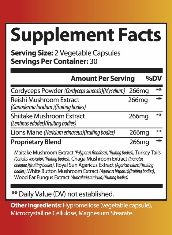 Mushroom 10X Blend Formula - 60 Capsules - Herbal Island