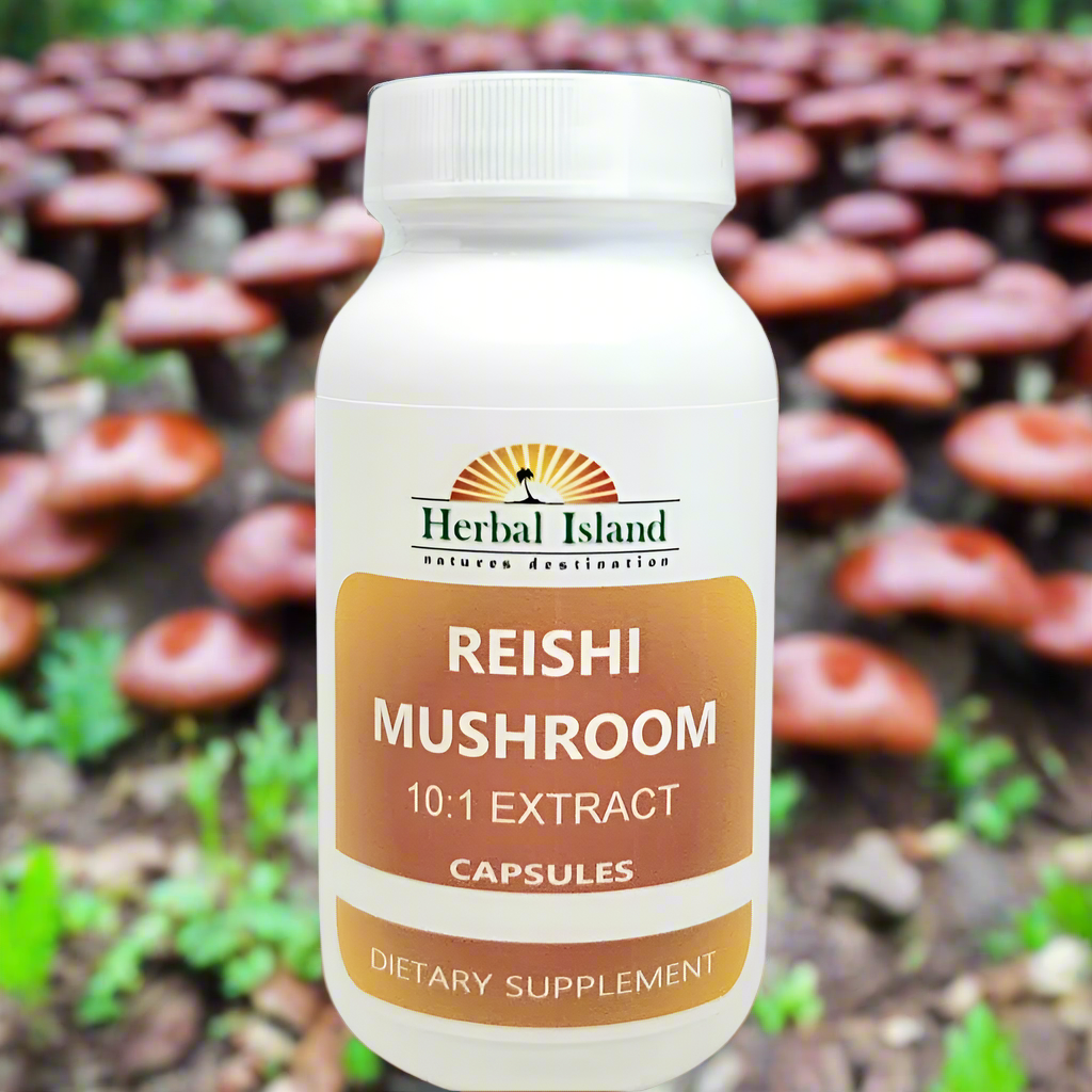 Reishi Mushroom Extract 10:1 Capsules (35% Polysaccharides) - Herbal Island