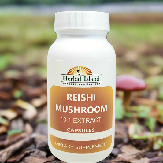 Reishi Mushroom Extract 10:1 Capsules (35% Polysaccharides) - Herbal Island