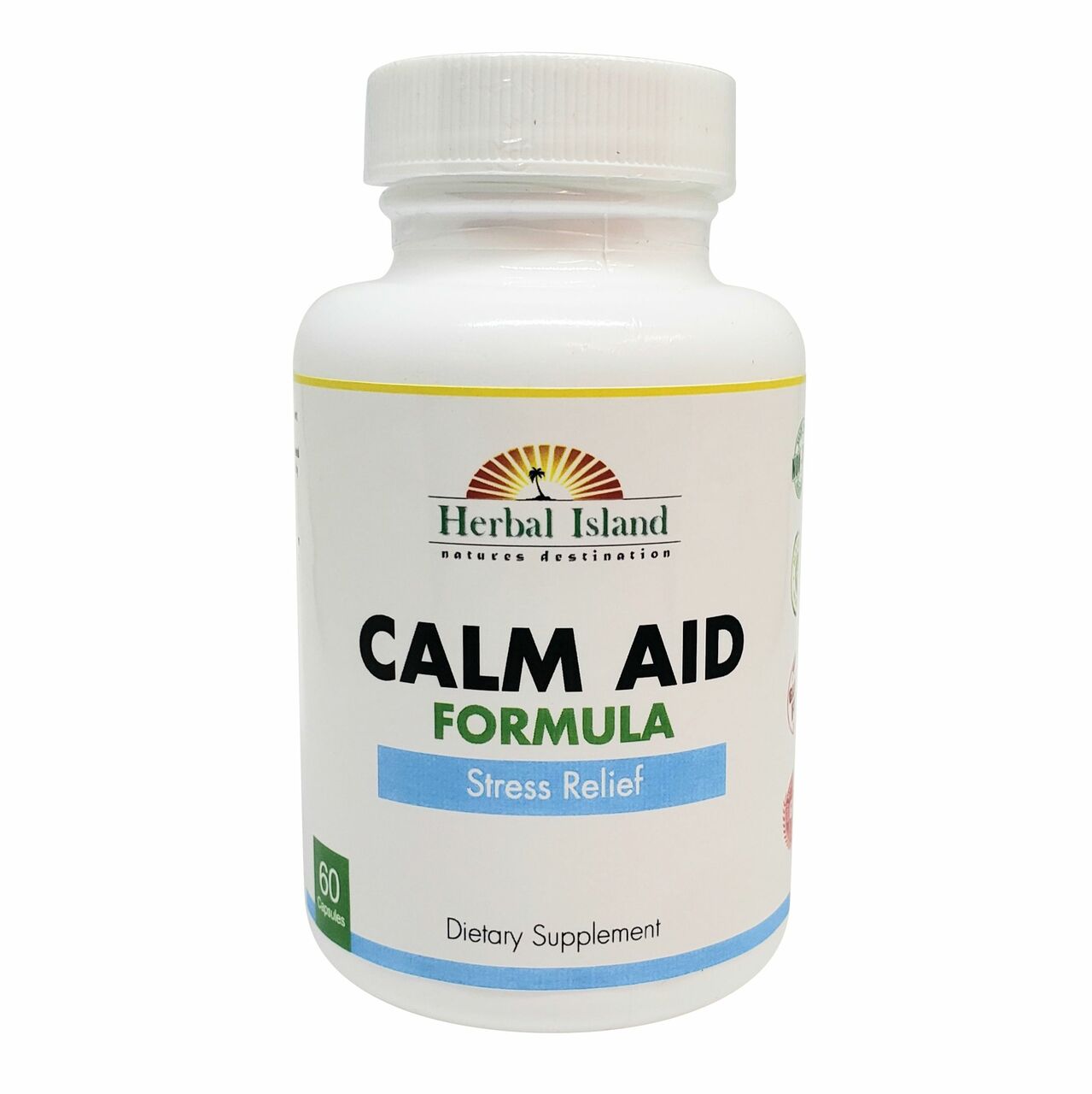 Calm Aid Formula - All Natural Stress Relief - 60 Veggie Caps - Herbal Island