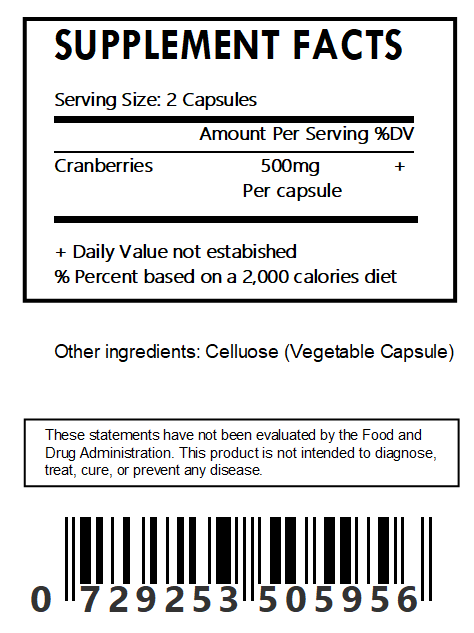 Cranberry Powder Capsules 500mg - Herbal Island