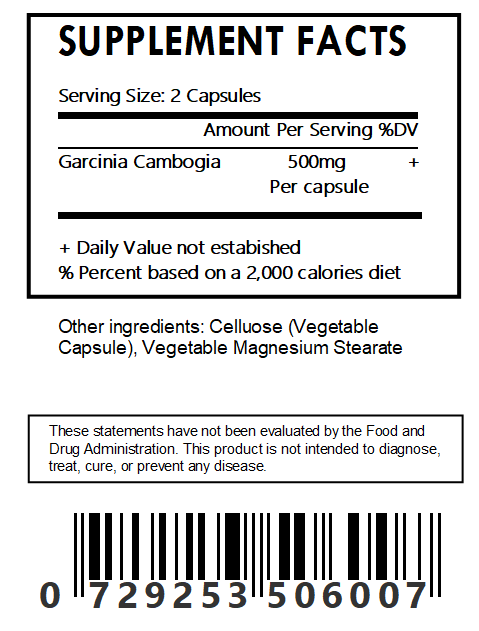 Garcinia Cambogia 60% HCA Extract Capsules - Bulk - Herbal Island