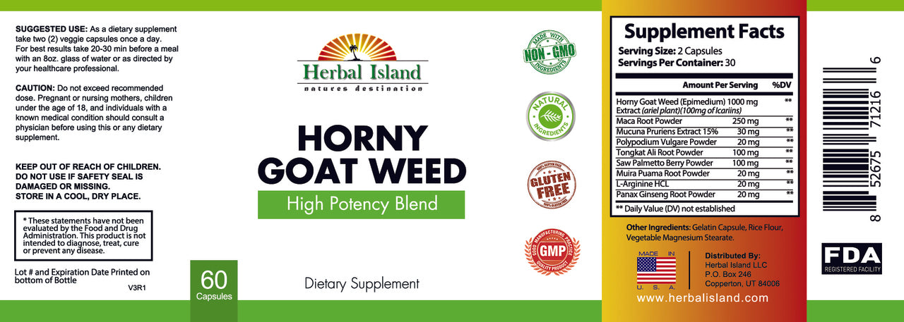 Horny Goat Weed Complex - 60 Capsules - Herbal Island