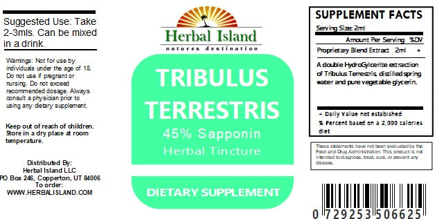 Tribulus Terrestris L Fruit Tincture - 45% Saponins (Alcohol Free) - Herbal Island